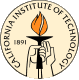Caltech logo: two hands holding a flaming torch