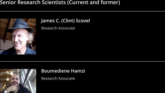 Senior Research Scientists (Current and former)    James C. (Clint) Scovel Research Associate  Boumediene Hamzi Research Associate